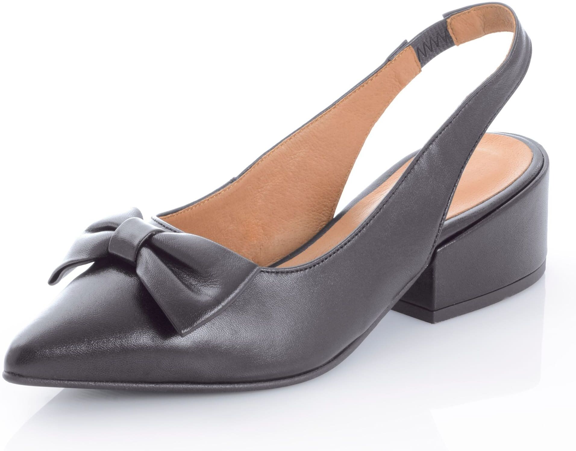 Alba Moda Slingpumps aus hochwertigem Ziegenleder, Schwarz