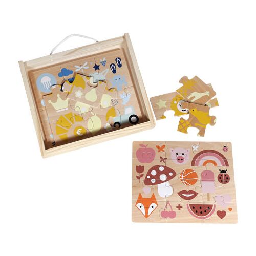 Tchibo Holzpuzzle-Set Farben - braun - unisex