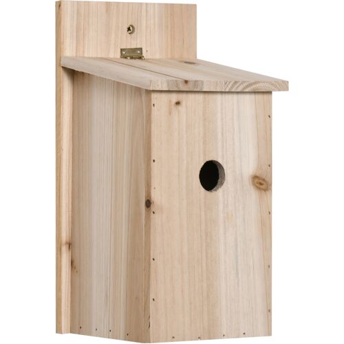 Outsunny 2er Set Nistkasten Wildvögel für kleine Vögel Vogelnistkasten aus Holz Vogelhaus Vogelfutterhaus Natur 15 x 14 x 30 cm