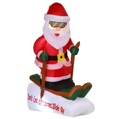 HOMCOM Aufblasbarer Weihnachtsmann auf Schlitten 1,2 m mit Lichtern schnelles Entlüften automatisches Aufblasen wetterfest Polyester 85 x 45 x 124 cm