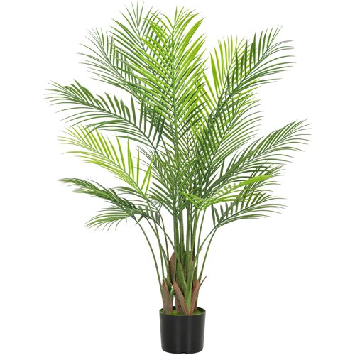 HOMCOM Künstliche Palme groß 120cm Kunstpflanze, Plastik Künstliche Pflanzen im Topf, Kunstbaum Fake Plant wie echt für Wohnzimmer Schlafzimmer Büro Garten Moderne Dekoration Geschenk Aosom