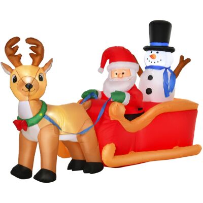 HOMCOM Aufblasbarer Weihnachtsmann auf Schlitten mit Schneemann 200 x 80 x 128 cm, wetterfest mit LED Weihnachtsdekoration aus Polyester Aosom.de HOMCOM Aufblasbarer Weihnachtsmann auf Schlitten mit Schneemann 200 x 80 x 128 cm, wetterfest mit LED Weihnachtsdekoration aus Polyester Aosom.de