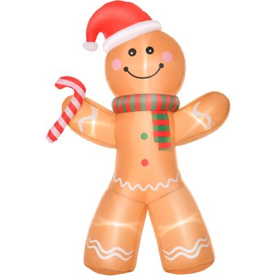 HOMCOM aufblasbarer Lebkuchenmann Weihnachtsdekoration 170 x 65 x 240 cm mit Lichtern, automatisches Aufblasen wetterfest Polyester Gelb Aosom.de HOMCOM aufblasbarer Lebkuchenmann Weihnachtsdekoration 170 x 65 x 240 cm mit Lichtern, automatisches Aufblasen wetterfest Polyester Gelb Aosom.de