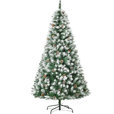 HOMCOM Künstlicher Weihnachtsbaum, 180 cm Christbaum mit Kunstschnee 800 Astspitzen faltbar Standfuß, für Weihnachtsfest, Indoor, Grün+Weiß Aosom HOMCOM Künstlicher Weihnachtsbaum, 180 cm Christbaum mit Kunstschnee 800 Astspitzen faltbar Standfuß, für Weihnachtsfest, Indoor, Grün+Weiß Aosom