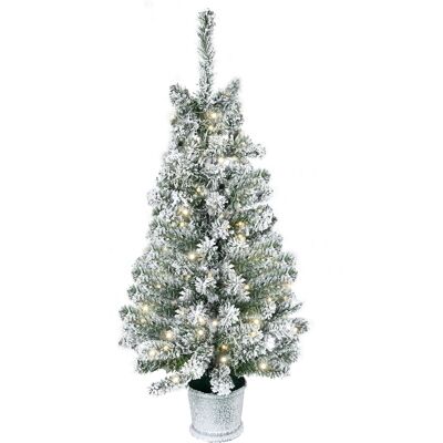 HOMCOM Künstlicher Weihnachtsbaum mit LED-Leuchten, 90 cm Christbaum mit 116 Spitzen, Kunstschnee, Blumentöpfe, für Weihnachten Deko, Grün+Weiß Aosom HOMCOM Künstlicher Weihnachtsbaum mit LED-Leuchten, 90 cm Christbaum mit 116 Spitzen, Kunstschnee, Blumentöpfe, für Weihnachten Deko, Grün+Weiß Aosom