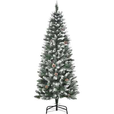 HOMCOM Künstlicher Weihnachtsbaum, 150 cm Christbaum mit Kunstschnee 464 Astspitzen faltbar Standfuß, für Weihnachtsfest, Indoor, Grün+Weiß Aosom HOMCOM Künstlicher Weihnachtsbaum, 150 cm Christbaum mit Kunstschnee 464 Astspitzen faltbar Standfuß, für Weihnachtsfest, Indoor, Grün+Weiß Aosom