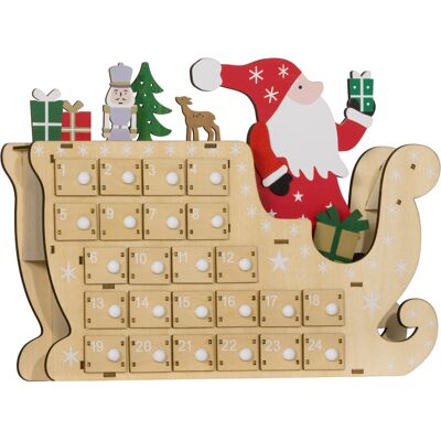HOMCOM Adventskalender aus Holz mit 24 Schubladen, wiederverwendbarer befüllbarer Adventskalender, dekoriert mit dem Weihnachtsmann in seinem Schlitten, Weihnachtsdekoration, 22,5x8x36 cm, Natur Aosom HOMCOM Adventskalender aus Holz mit 24 Schubladen, wiederverwendbarer befüllbarer Adventskalender, dekoriert mit dem Weihnachtsmann in seinem Schlitten, Weihnachtsdekoration, 22,5x8x36 cm, Natur Aosom