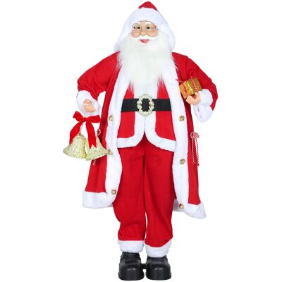 HOMCOM Weihnachtsmann 1,15 m stehende Weihnachtsmann mit Geschenk- und Weihnachtsglocken, Klassische Weihnachtsdekoration mit Soundfunktion, Indoor, Rot Aosom HOMCOM Weihnachtsmann 1,15 m stehende Weihnachtsmann mit Geschenk- und Weihnachtsglocken, Klassische Weihnachtsdekoration mit Soundfunktion, Indoor, Rot Aosom