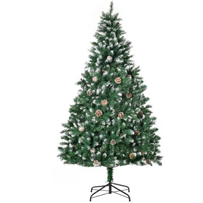 HHOMCOM Künstlicher Weihnachtsbaum 180 cm Kieferbaum künstlich mit 59 Zapfen, Schnee, 1111 Spitzen Christbaum Weihnachtsdeko inkl. Metallständer für drinnen Aosom HHOMCOM Künstlicher Weihnachtsbaum 180 cm Kieferbaum künstlich mit 59 Zapfen, Schnee, 1111 Spitzen Christbaum Weihnachtsdeko inkl. Metallständer für drinnen Aosom