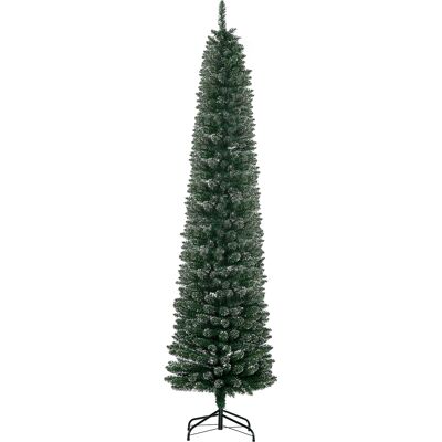 HOMCOM Slim-Weihnachtsbaum mit 624 Zweigen, verschneiter künstlicher Baum, hoch und schlank, abnehmbare und klappbare Basis, Ø56x225cm, Grün Aosom HOMCOM Slim-Weihnachtsbaum mit 624 Zweigen, verschneiter künstlicher Baum, hoch und schlank, abnehmbare und klappbare Basis, Ø56x225cm, Grün Aosom