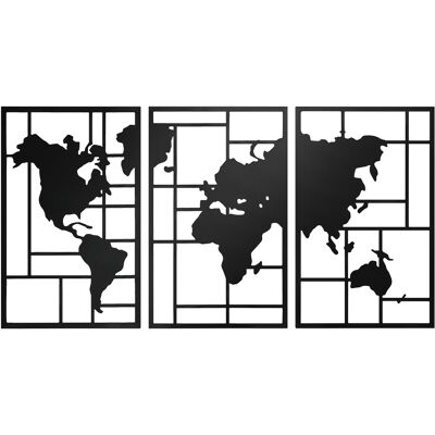 HOMCOM Wanddeko Metall 3 Stück Wanddekoration Weltkarte Wandkunst für Wohnzimmer Schlafzimmer Flur, 50 x 80 cm, Schwarz Aosom HOMCOM Wanddeko Metall 3 Stück Wanddekoration Weltkarte Wandkunst für Wohnzimmer Schlafzimmer Flur, 50 x 80 cm, Schwarz Aosom