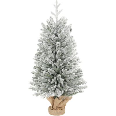 HOMCOM Mini Künstlicher Weihnachtsbaum 90 cm künstlich Tannenbaum mit Schnee, 486 Spitzen Zementbasis Christbaum mit Leinenbezug Weihnachtsdeko für drinnen Büro Wohnzimmer Aosom HOMCOM Mini Künstlicher Weihnachtsbaum 90 cm künstlich Tannenbaum mit Schnee, 486 Spitzen Zementbasis Christbaum mit Leinenbezug Weihnachtsdeko für drinnen Büro Wohnzimmer Aosom