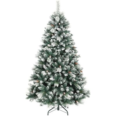 HOMCOM Künstlicher Weihnachtsbaum 180 cm künstlich Tannenbaum mit Schnee, 1000 Spitzen 34 Tannenzapfen Christbaum mit Breite Basis Weihnachtsdeko inkl. Metallständer für drinnen Aosom HOMCOM Künstlicher Weihnachtsbaum 180 cm künstlich Tannenbaum mit Schnee, 1000 Spitzen 34 Tannenzapfen Christbaum mit Breite Basis Weihnachtsdeko inkl. Metallständer für drinnen Aosom