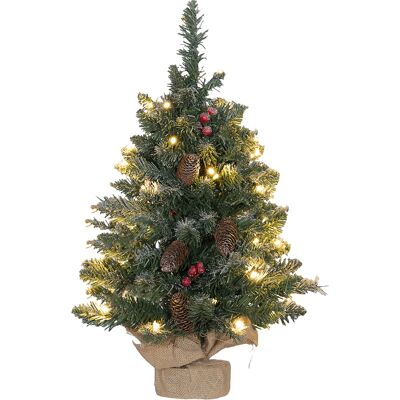 HOMCOM Künstlicher Weihnachtsbaum, 0,6 m Christbaum mit Tannenzapfen 86 Astspitzen mit 50 warmweißen LED, für Weihnachtsfest, Indoor, Grün+Weiß Aosom HOMCOM Künstlicher Weihnachtsbaum, 0,6 m Christbaum mit Tannenzapfen 86 Astspitzen mit 50 warmweißen LED, für Weihnachtsfest, Indoor, Grün+Weiß Aosom