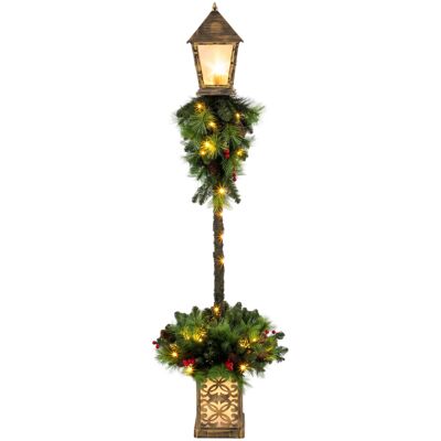 Outsunny Weihnachts-Straßenlaterne, 150 cm Wegleuchte mit 50 Warmweißen LEDs, 159 PVC-Zweigspitzen, Roten Beeren, Tannenzapfen, Weihnachtsdeko für Außenbereich, Haustür und Veranda Aosom Outsunny Weihnachts-Straßenlaterne, 150 cm Wegleuchte mit 50 Warmweißen LEDs, 159 PVC-Zweigspitzen, Roten Beeren, Tannenzapfen, Weihnachtsdeko für Außenbereich, Haustür und Veranda Aosom