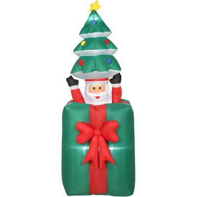 Outsunny 160-213 cm Aufblasbarer Weihnachtsdekoration Beweglicher Weihnachtsmann aus Geschenkbox mit Weihnachtsbaum Weihnachtsdeko mit eingebauten LED-Lichtern für Rasen, Hof und Garten Aosom Outsunny 160-213 cm Aufblasbarer Weihnachtsdekoration Beweglicher Weihnachtsmann aus Geschenkbox mit Weihnachtsbaum Weihnachtsdeko mit eingebauten LED-Lichtern für Rasen, Hof und Garten Aosom