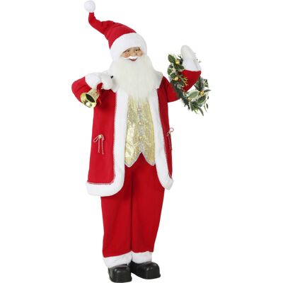 HOMCOM Singender Weihnachtsmann, 150 cm, Lebensgroße Weihnachtsfigur mit Goldglocke, Kranz, Beweglichen Armen, Handgefertigt, Weihnachtsdeko per Sound/Berührung aktiviert Aosom HOMCOM Singender Weihnachtsmann, 150 cm, Lebensgroße Weihnachtsfigur mit Goldglocke, Kranz, Beweglichen Armen, Handgefertigt, Weihnachtsdeko per Sound/Berührung aktiviert Aosom