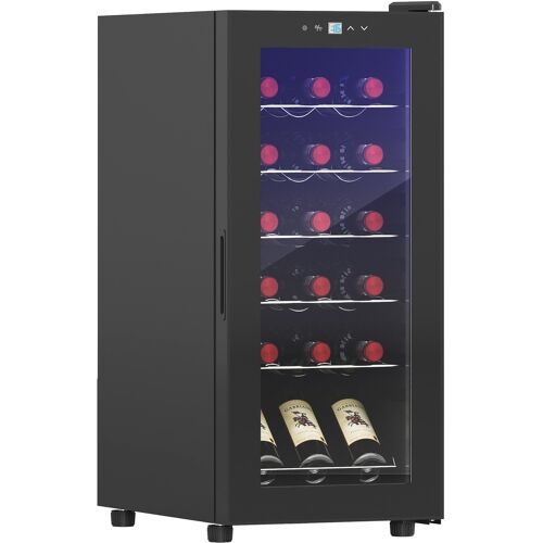 HOMCOM Weinkühlschrank, Kompressor für 18 Flaschen, 50 L Getränkekühlschrank mit Glastür, 5-18°, Flaschenkühlschrank mit Touchschlater Aosom