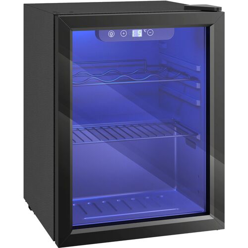 HOMCOM Weinkühlschrank 16 Flaschen 48 Liter Getränkekühlschrank Klein, Weinschrank Flaschenkühlschrank mit 4-16°C, Doppelglastür, LED-Beleuchtung, LED Display, Wine Fridge, Schwarz Aosom
