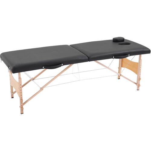 HOMCOM Massageliege, Mobiler Massagetisch, Höhenverstellbar, Kosmetik Bank, Pappelholz, Schaumstoff, Schwarz, 186 x 60 x 58-81 cm