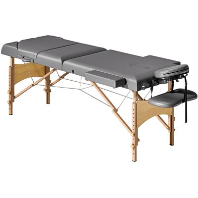HOMCOM Klappbare Massageliege Professionelle Kosmetikliege 3-Zonen mit Höhenverstellung, Rückenlehne, Beinstütze, Verstellbare Kopfstütze, Gepolsterte Armlehnen 215x60x64-89 cm Grau Aosom HOMCOM Klappbare Massageliege Professionelle Kosmetikliege 3-Zonen mit Höhenverstellung, Rückenlehne, Beinstütze, Verstellbare Kopfstütze, Gepolsterte Armlehnen 215x60x64-89 cm Grau Aosom