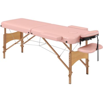 HOMCOM Klappbare Massageliege, professionelle tragbare Liege mit höhenverstellbarer Funktion und Tragetasche, Holzgestell, Rosa Aosom HOMCOM Klappbare Massageliege, professionelle tragbare Liege mit höhenverstellbarer Funktion und Tragetasche, Holzgestell, Rosa Aosom