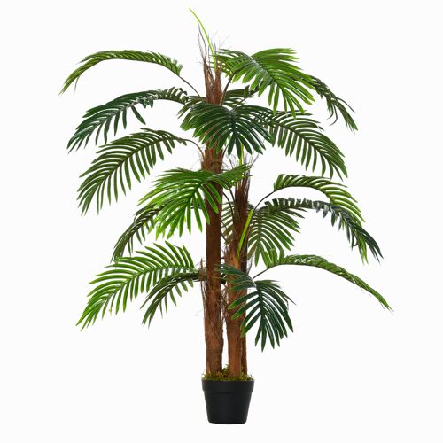 Outsunny HOMCOM künstliche Pflanzen 120 cm künstlicher Palmen Palme Kunstpflanze Zimmerpflanze Dekopflanze Büropflanze Kunststofftopf für drinnen und draußen