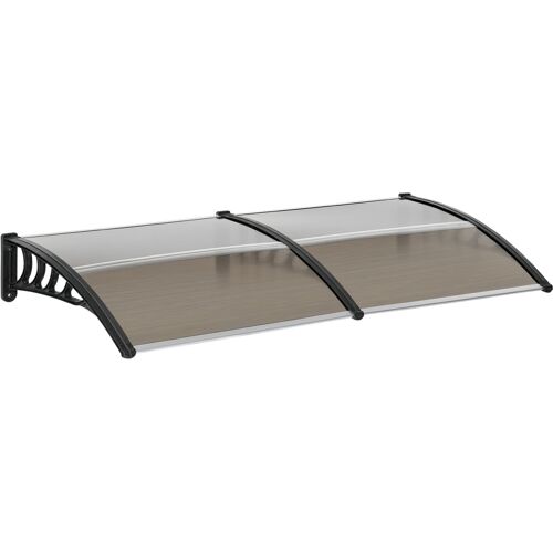 Outsunny Türvordach aus Polycarbonat mit Alurand gegen Regen und UV-Strahlen 200 x 96 x 27 cm Braun Aosom
