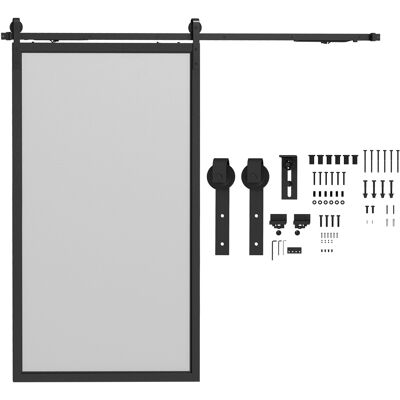 HOMCOM Schiebetürbeschlag Set 244cm mit Schienen Rollen Anti-Sprung-Vorrichtungen Türstopper Bodenführung aus Kohlenstoffstahl Schwarz Aosom.de HOMCOM Schiebetürbeschlag Set 244cm mit Schienen Rollen Anti-Sprung-Vorrichtungen Türstopper Bodenführung aus Kohlenstoffstahl Schwarz Aosom.de