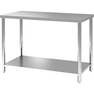 HOMCOM Arbeitstisch mit 2 Regalen, Werkbank aus Edelstahl, Arbeitsplatte für Werkstatt, Garage, Schuppen, Belastbarkeit 100 kg, 120 x 60 x 86 cm, Silber Aosom HOMCOM Arbeitstisch mit 2 Regalen, Werkbank aus Edelstahl, Arbeitsplatte für Werkstatt, Garage, Schuppen, Belastbarkeit 100 kg, 120 x 60 x 86 cm, Silber Aosom