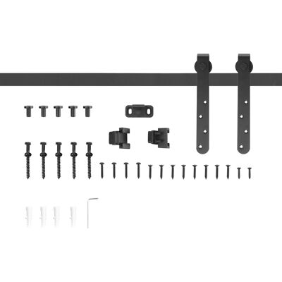 HOMCOM Schiebetüren-Beschlagsatz 180 cm Komplett-Set mit Schienen, Rollen, Anti-Sprung-Vorrichtungen, Türstopper, Schiebetürsystem aus Kohlenstoffstahl Schwarz Aosom HOMCOM Schiebetüren-Beschlagsatz 180 cm Komplett-Set mit Schienen, Rollen, Anti-Sprung-Vorrichtungen, Türstopper, Schiebetürsystem aus Kohlenstoffstahl Schwarz Aosom