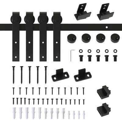 HOMCOM Schwarzes Schiebetürsystem - Unterstützt 20 kg HOMCOM Schwarzes Schiebetürsystem - Unterstützt 20 kg