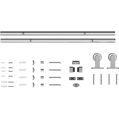 HOMCOM 152CM Schiebetür-Beschlag für Scheunentor, Laufschiene für 76 cm breite Tür, Stärke 30 mm, Tragfähigkeit 80 kg, robuster 304-Edelstahl, silber Aosom HOMCOM 152CM Schiebetür-Beschlag für Scheunentor, Laufschiene für 76 cm breite Tür, Stärke 30 mm, Tragfähigkeit 80 kg, robuster 304-Edelstahl, silber Aosom