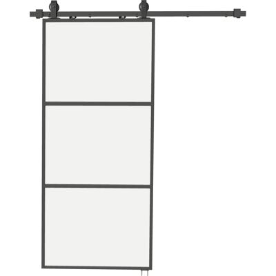 HOMCOM Glasschiebetür Komplettset mit Softclose Zimmertür 91x203 cm Wandmontage Schiebetür Schiebetürsystem mit Laufschiene Innentüren Komplett-Set für Schiebetüren Trennwände Schwarz Aosom HOMCOM Glasschiebetür Komplettset mit Softclose Zimmertür 91x203 cm Wandmontage Schiebetür Schiebetürsystem mit Laufschiene Innentüren Komplett-Set für Schiebetüren Trennwände Schwarz Aosom