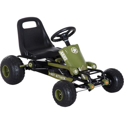 HOMCOM Go Kart  Kinder Kettcar Tretauto mit Handbremse, ab 3 Jahre, Grün, 99x65x56cm  Aosom.de