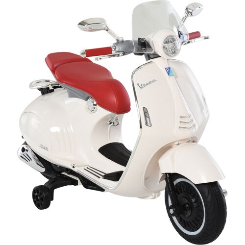 HOMCOM Elektrofahrzeug, Kinderfahrzeug, Kindermotorrad, Elektro-Motorrad mit MP3-Musik Beleuchtung, 3-6 Jahre, PP, Weiß, 108 x 49 x 75 cm