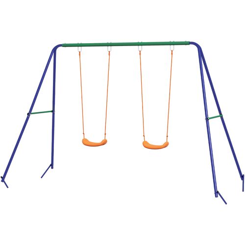 Outsunny Kinderschaukel-Set, Schaukelgestell mit 2 Schaukeln, Schaukelgerüst, Gartenschaukel für zwei Kinder 3-8 Jahre, Stahl, 2,69 x 1,6 x 1,8 m