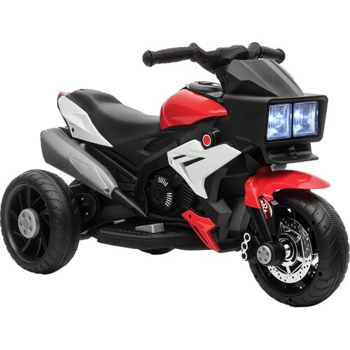 HOMCOM Elektrofahrzeug Kindermotorrad Kinderfahrzeug mit Musik und Beleuchtung Elektro-Dreirad mit Akku 37-60 Monate Stahl Rot+Weiß 86x42x52 cm Aosom