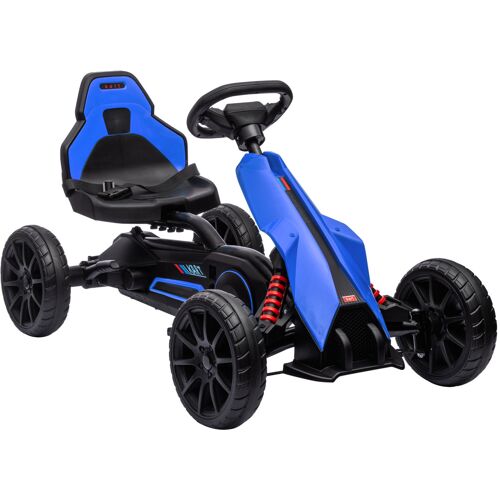 HOMCOM Gokart, Kinderfahrzeug mit verstellbarem Sitz, Tretfahrzeug, Tretauto mit Handbremse, Kettcar für Kinder im Alter von 3-8 Jahren, Blau Aosom