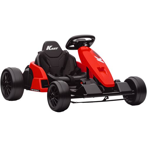 AIYAPLAY Kinder Elektro Gokart 24 V 6-18km/h Drift Kart mit 2 Motorn, Driftmodus, Verstellbarer Sitz, Go Kart mit MP3 Musik, USB-Anschluss, Hupe, Sanft Start Kinderfahrzeug für 6-12 Jahre Rot Aosom