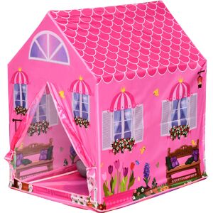 HOMCOM Kinderspielhaus Prinzessin  Spielzelt mit Hausmuster, 2 Türen, Rollenspiel, Polyester, Rosa, 93x69x103cm  Aosom.de