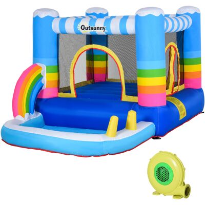 Outsunny Hüpfburg mit Rutsche und Gebläse, aufblasbare Wasserrutsche für 3 Kinder, Garten Springburg für 3-8 Jahre, mehrfarbig Aosom.de Outsunny Hüpfburg mit Rutsche und Gebläse, aufblasbare Wasserrutsche für 3 Kinder, Garten Springburg für 3-8 Jahre, mehrfarbig Aosom.de