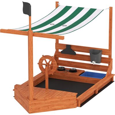 Outsunny Sandkasten Sandkiste groß mit Abdeckung im Schiff Design Matschekiste aus Holz Segelschiff Spielhaus mit Küchenspielset Aufbewahrung für Kinder 3-7 Jahre Orange 180 x 103 x 144,5 cm Aosom Outsunny Sandkasten Sandkiste groß mit Abdeckung im Schiff Design Matschekiste aus Holz Segelschiff Spielhaus mit Küchenspielset Aufbewahrung für Kinder 3-7 Jahre Orange 180 x 103 x 144,5 cm Aosom