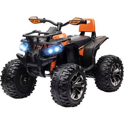 HOMCOM Elektro Quad für Kinder, 12V 10Ah Kinder Quad mit Vorwärts-, Rückwärtsfunktion, 2 Motor, USB-Anschluss, MP3-Musikplayer, Kinderfahrzeug mit Scheinwerfer 3-8 km/h, für Kinder 3-5, Orange Aosom HOMCOM Elektro Quad für Kinder, 12V 10Ah Kinder Quad mit Vorwärts-, Rückwärtsfunktion, 2 Motor, USB-Anschluss, MP3-Musikplayer, Kinderfahrzeug mit Scheinwerfer 3-8 km/h, für Kinder 3-5, Orange Aosom