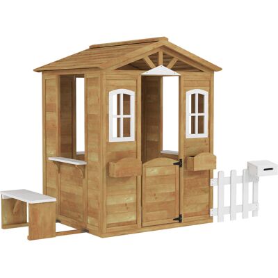 Outsunny Spielhaus für Kinder Gartenhaus aus Holz mit Tür und Fenstern, Bank, Briefkasten, Zaun, für 3 bis 6 Jahre 205 x 119 x 140 cm Gelb Aosom Outsunny Spielhaus für Kinder Gartenhaus aus Holz mit Tür und Fenstern, Bank, Briefkasten, Zaun, für 3 bis 6 Jahre 205 x 119 x 140 cm Gelb Aosom