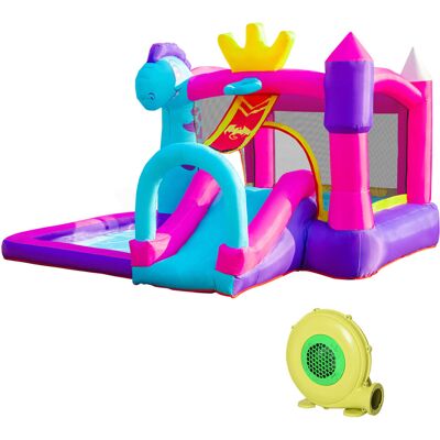 Outsunny Aufblasbares Schloss mit Rutsche, Trampolin, Spielbereich, Pool und Korb für bis zu 3 Kinder ab 3 Jahren, Gebläse und Tragetasche, Gebläse 350W inkl., Maße 300L x 270l x 200H cm, Mehrfarbig Aosom Outsunny Aufblasbares Schloss mit Rutsche, Trampolin, Spielbereich, Pool und Korb für bis zu 3 Kinder ab 3 Jahren, Gebläse und Tragetasche, Gebläse 350W inkl., Maße 300L x 270l x 200H cm, Mehrfarbig Aosom