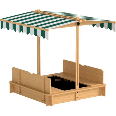 Outsunny Sandkasten 106x106 cm Kinder Sandbox mit höhenverstellbar Abdeckung, Sandkiste aus Holz mit Sitzbänken Rücklehnen für Outdoor Garten Terrasse Balkon Aosom Outsunny Sandkasten 106x106 cm Kinder Sandbox mit höhenverstellbar Abdeckung, Sandkiste aus Holz mit Sitzbänken Rücklehnen für Outdoor Garten Terrasse Balkon Aosom