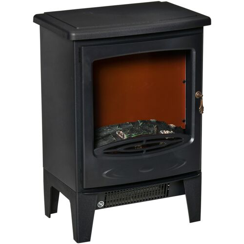 HOMCOM Elektrokamin mit Heizung, elektrischer Kamin mit LED Flammeneffekt, 900/1800 W Dekokamin, elektrisch Kaminfeuer Kaminofen, Schwarz Aosom