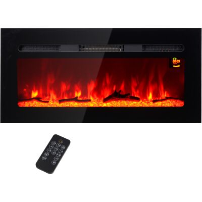 HOMCOM Elektrokamin mit LED Flammeneffekt,1800 W Wandkamin in 3 Farben mit 5 Helligkeitsstufen, Elektrischer Kamin mit Fernbedienung, Touchscreen, Wandmontage, Schwarz Aosom HOMCOM Elektrokamin mit LED Flammeneffekt,1800 W Wandkamin in 3 Farben mit 5 Helligkeitsstufen, Elektrischer Kamin mit Fernbedienung, Touchscreen, Wandmontage, Schwarz Aosom