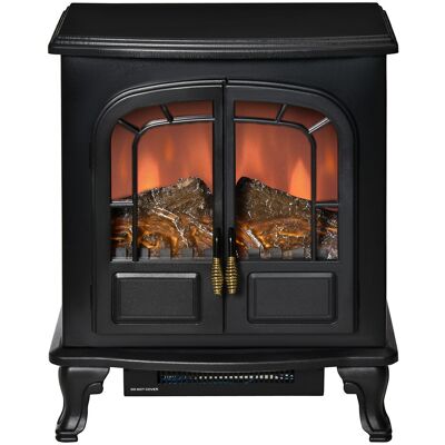 HOMCOM Elektrischer Kaminofen im neo-retro Stil 2 Türen Gehärtetes Glas 1000/2000 W LED einstellbare Helligkeit Stahl ABS Schwarz Aosom HOMCOM Elektrischer Kaminofen im neo-retro Stil 2 Türen Gehärtetes Glas 1000/2000 W LED einstellbare Helligkeit Stahl ABS Schwarz Aosom